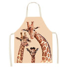 Giraffe Family Print Apron Linen Waterproof Cooking Bib Home Cleaning Accessory