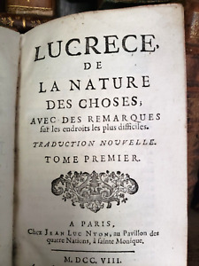 1708 ON THE NATURE OF THINGS BY LUCRETIUS - Ancient Physics and Ethics
