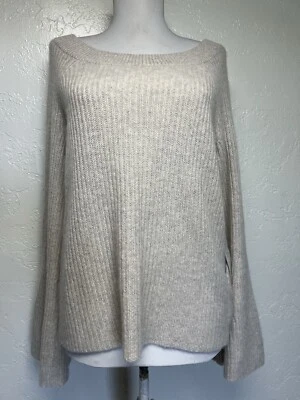 Suéter túnica Only Mine 100 % 2 capas cachemir talla S manga campana con cordones avena Foto 1 de 4