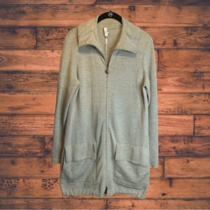 Chaqueta Cárdigan Akris Punto Brezo Beige Lana Tejida Cuello Simulado Talla 8 - Imagen 1 de 8