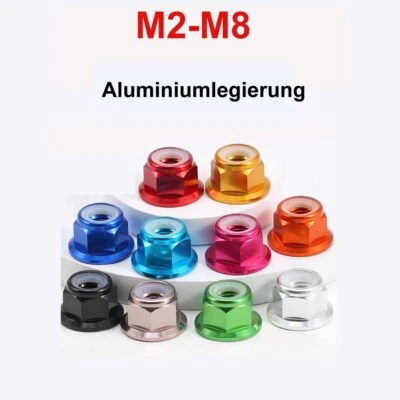 Flansch Verriegelungsmutter Aluminium Legierung Grade 4.8 Sechskantmutter M2-M8 - Bild 1 von 4