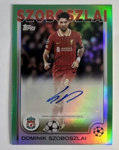 DOMINIK SZOBOSZLAI/99 AUTO 2025 TOPPS CROMO UEFA CHAMPIONS LEAGUE VERDE - Imagen 1 de 2