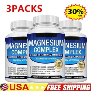 3x Magnesium Komplex 1000mg - 8 Formen von elementarem Magnesium - 90 Kapseln - Bild 1 von 10
