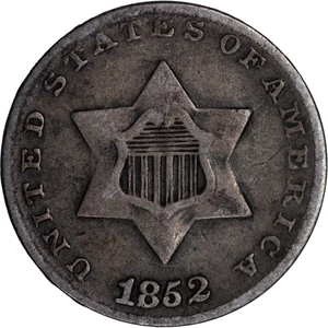 1852 Three 3 Cent Silver "Trime" ~ VF - Picture 1 of 2