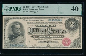 AC Fr 240 1886 $2 Silver Certificate PMG 40 - Picture 1 of 2