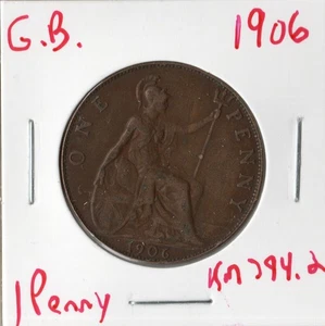 Moneda Gran Bretaña 1 centavo 1906 KM794.2, Eduardo VII - Imagen 1 de 2