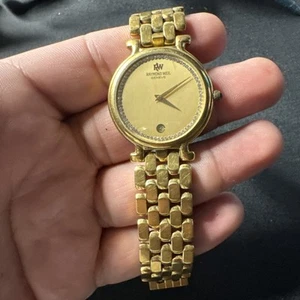 Raymond Weil Geneve Swiss Uhr Herren Armbanduhr 9137-2 Datum 18K VERGOLDET - Bild 1 von 16