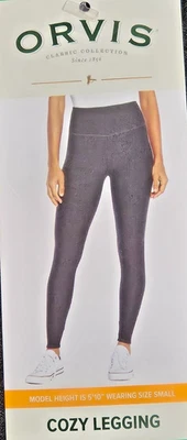 Legging Cozy Charcoal Wide Waist Band High Rise Soft Fleece Women's XL By Orvis - Image 1 of 4