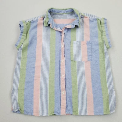Camisa Oxford de Colección Años 80 con Botones para Mujer M Vertical Suave Pastel Mezcla de Lino  Foto 1 de 4