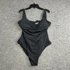 Traje de baño Becca by Rebecca Virtue para mujer grande negro de una pieza con correas acanaladas - Imagen 1 de 7