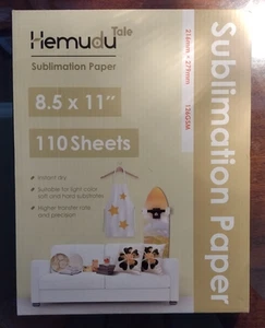 Hemudu 110 Sheets Sublimation Paper 8.5x11 for Inkjet Heat Transfer Cotton Poly - Picture 1 of 2