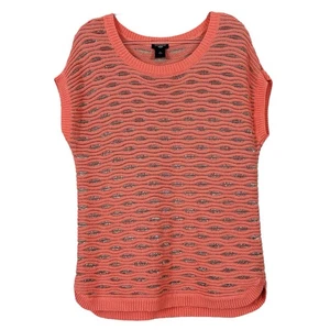Suéter Ann Taylor Lámina Metálica Tejido Abierto Transparente Top Naranja Melocotón Talla PM Pequeño - Imagen 1 de 6