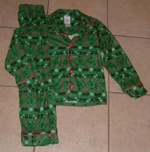 Unisex Childs Sz 7/8 Soft Fleece STAR WARS Theme Green Pajamas 2 Pc Set DISNEY - Picture 1 of 2