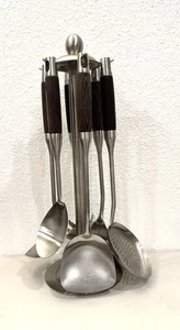 Edelstahl 304 Kochutensilien Set mit Holzgriffen hitzebeständig 6-teilig - Bild 1 von 7