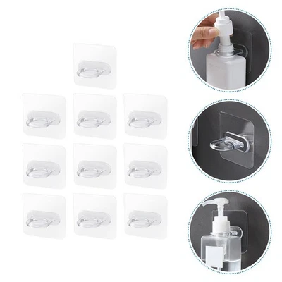  10 Pcs Appendiabiti Da Parete Trasparente Removibile Ganci in Plastica - Immagine 1 di 4