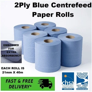 ROLLOS DE PAPEL AZUL 2 CAPAS, ROLLOS DE ALIMENTACIÓN CENTRAL, CATERING, TALLER, COCINA, ROLLOS AZULES - Imagen 1 de 2