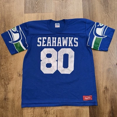 Camisa Jersey Masculina Vintage Seattle Seahawks Steve Largent Anos 80 Rawlings NFL Grande - Imagem 1 de 4