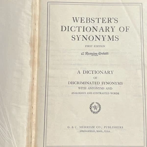 Webster’s Dictionary of Synonyms 1951 1st Edition Hardcover Indexed - Picture 1 of 12