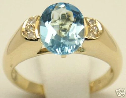 Anillo de mujer 14k, 2,4 cts topacio 0,15 ct diamante talla 7,25 Foto 1 de 1