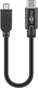 USB 2.0 Kabel USB-C™ auf Micro-B, 0,2 m, schwarz 0,2m - Bild 1 von 1
