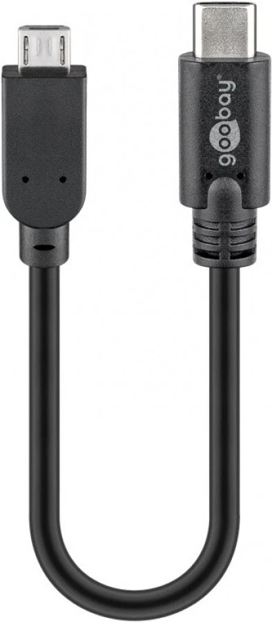 USB 2.0 Kabel USB-C™ auf Micro-B, 0,2 m, schwarz 0,2m - Bild 1 von 1