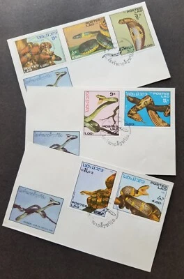 *FREE SHIP Laos Snakes 1986 Reptiles Fauna Cobra Wildlife (FDC set) - Image 1 of 4