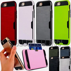 for iphone 6 plus 6s plus case cover w/ card slot shockproof dual layer hybrid   - Picture 1 of 11