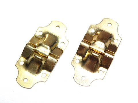 Antique Trunk Hinge With Built in Stop Brass Plated Pair Cover