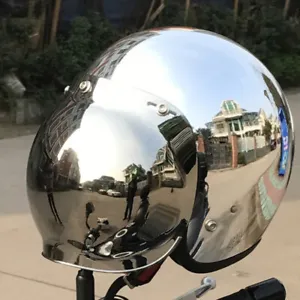 DOT Open Face Motorcycle Helmet with Bubble Shield Chrome Silver S/M/L/XL/XXL - Picture 1 of 12