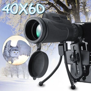 40X60 Zoom HD Monocular Telescope Lens Mount Clip Tripod For Phone Camera Hiking - Picture 1 of 10