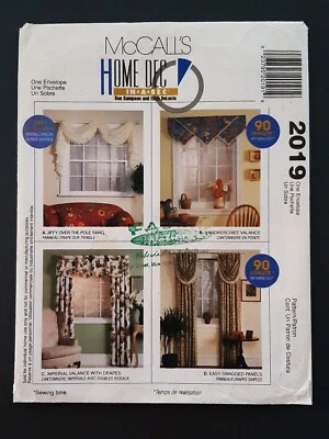 McCALL'S PATTERN - 2019 HOME DECOR CURTAINS SWAG VALANCE DRAPES PANELS UNCUT - Image 1 of 2