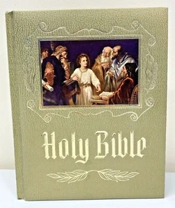 Vintage Familie Erbstück Heilige Bibel König James roter Brief Edition Kunstillustrationen - Bild 1 von 12