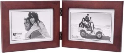 Malden Double Horizontal 4x6 Picture Frame Wide Real Wood Molding Real Glass Dar - Image 1 of 2
