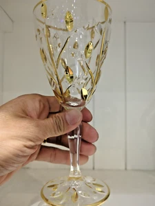 24kt Gold Tree of Life Venetian Glass Wine Glass CC ZECCHIN 7.5 Tall - Picture 1 of 5