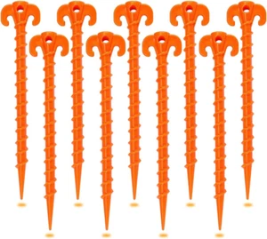 Spiral Plastic Tent Stakes 15 Pack - 10 Inch Heavy Duty Beach Tent Pegs Canopy S - Picture 1 of 6