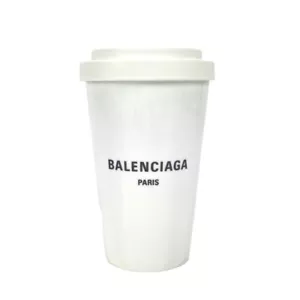BALENCIAGA 666275 Cup with lid tableware interior tumbler White/Black Unused - Bild 1 von 6