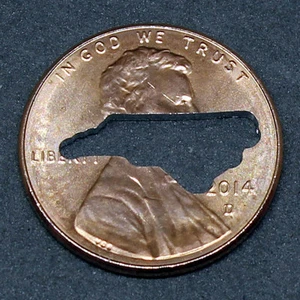 Penny portafortuna con ritaglio North Carolina - Foto 1 di 1