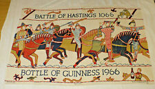 VINTAGE 1966 Guinness / 1066 Battle of Hastings Irish linen tea towel Bayeux 