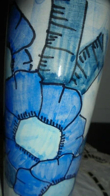 Blumenvase Künstlervase Töpferreivase blau/weiß Einzelstück - Bild 1 von 4