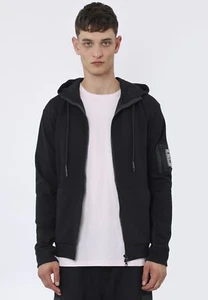 Sudadera con capucha Religion panel liso cremallera completa algodón polar negro - Imagen 1 de 3