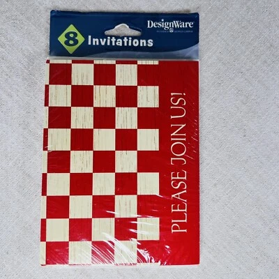 Designware rojo a cuadros ¡Únete a nosotros! Pack de 8 invitaciones Foto 1 de 2