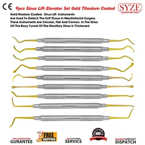 Juego de elevador de senos dental de 9 piezas Instrumentos quirúrgicos recubiertos de titanio dorado Reino Unido - Imagen 1 de 3