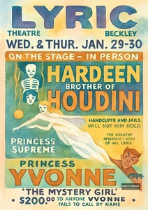 Hardeen Houdini Theater Retro Classic Posters Wall Décor Home Art Pictures A4 - Picture 1 of 2