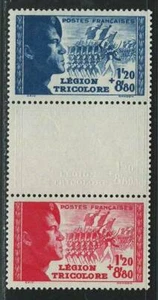 FRANCE 1943 VF NLH Vert. pair Semi - Postal Stamps Scott # B147a CV 22.50 $ - Picture 1 of 2