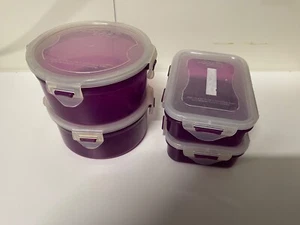 LOCK&LOCK Vorratsdosen 4 Stück rund eckig 360 ml 600 ml lila - Bild 1 von 5