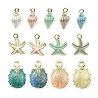 13 Pcs Mixed Starfish Conch Shell Metal Charms Pendant DIY Jewelry Making