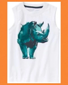 NWT Boys 4 Gymboree “EVERYDAY FAVORITES Cotton White RHINOCEROS RHINO SHIRT TOP - Picture 1 of 2