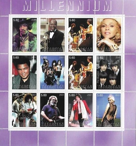 Jimi Hendrix Led Zeppelin Queen.. Music Tatarstan Republic Mint Stamp Sheet 2001 - Picture 1 of 1