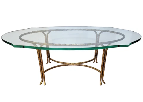 Superb FRENCH Mid-Century MODERN BRONZE Brass MAISON BAGUES Glass COFFEE TABLE Cover