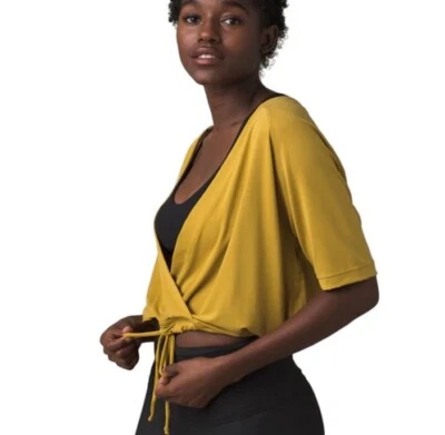 Top Narkanda semi recortado cruzado profundo V manga corta Prana para mujer talla L Foto 1 de 4